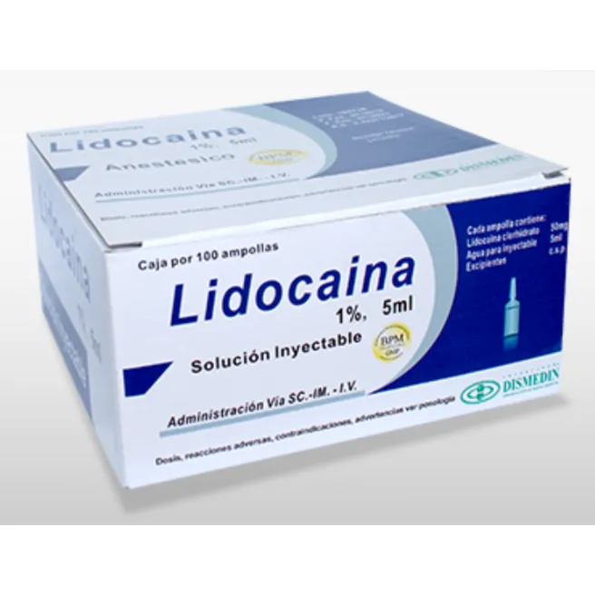LIDOCAINA 1% 5 ML CAJA X 30 AMPOLLAS - Ecofarma
